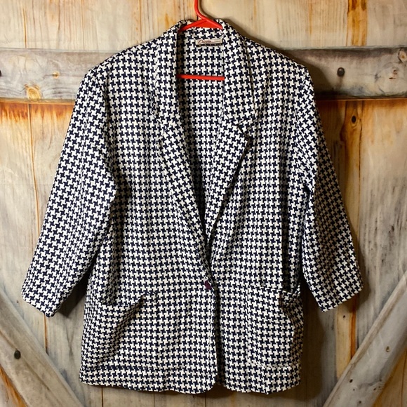 Jackets & Blazers - Vintage 80s/90s Long Houndstooth Blazer